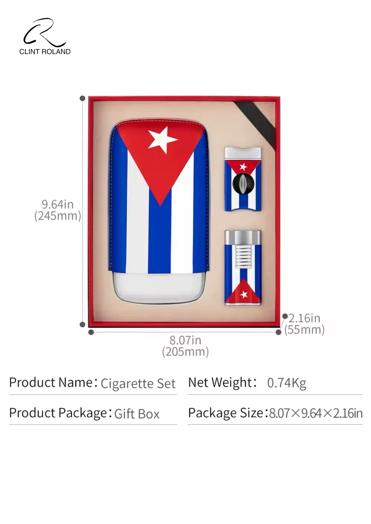 Cuban Flag Cigar Gift Set