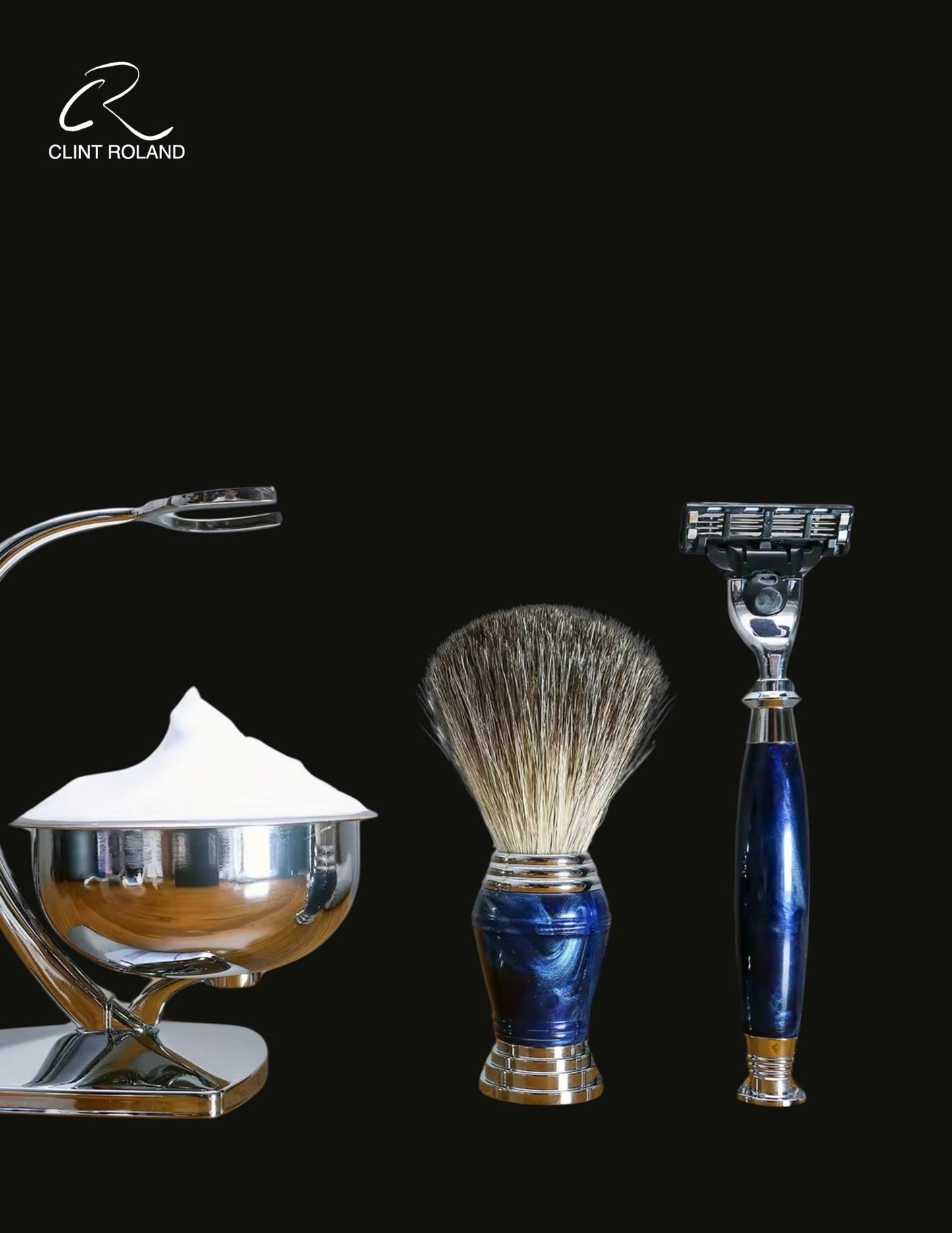 Blue Marbled Mach Razor Gift Set