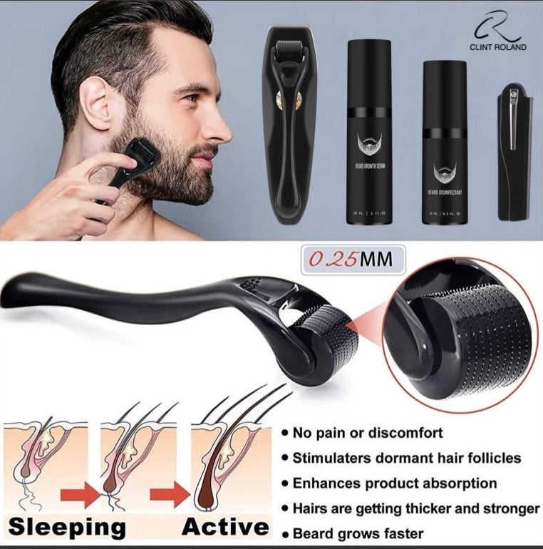 BEARD GROWING KIT DERMA NEEDLE ROLLER